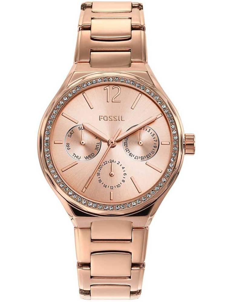 Fossil round rose gold women&rsquo;s watch