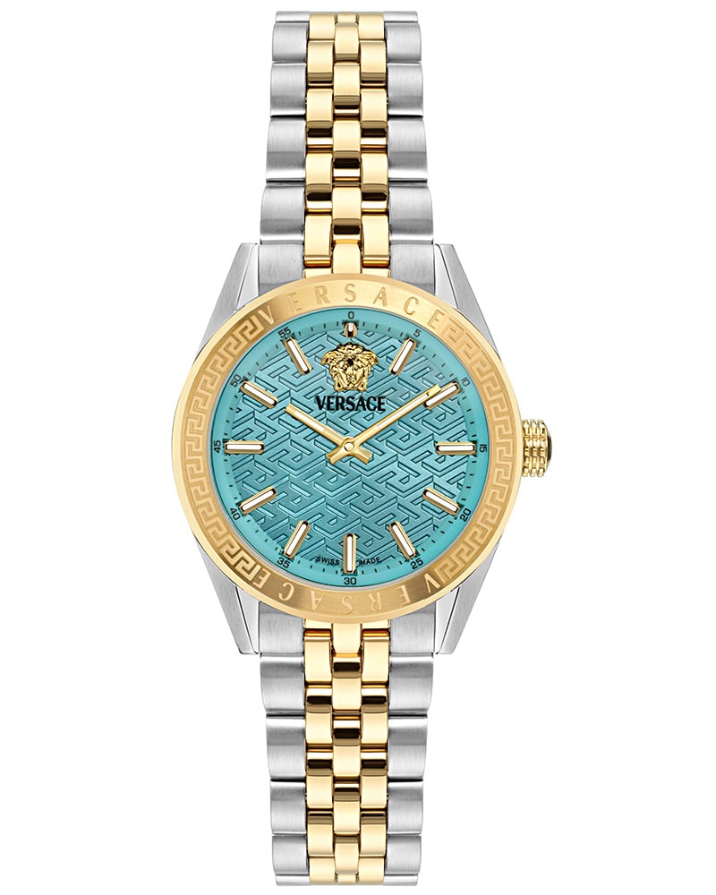Versace V-Code Lady Round Light Blue Watch 