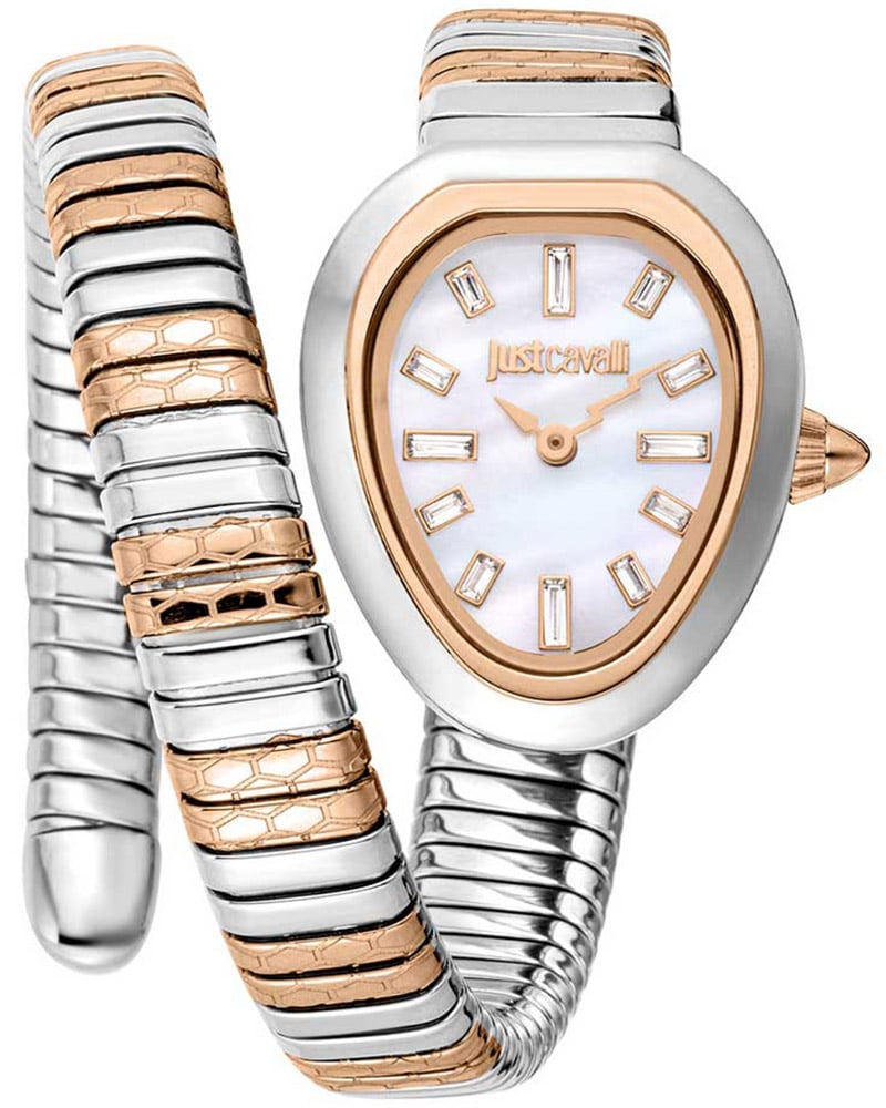 Just Cavalli snake oval mother of pearl women&rsquo;s watch