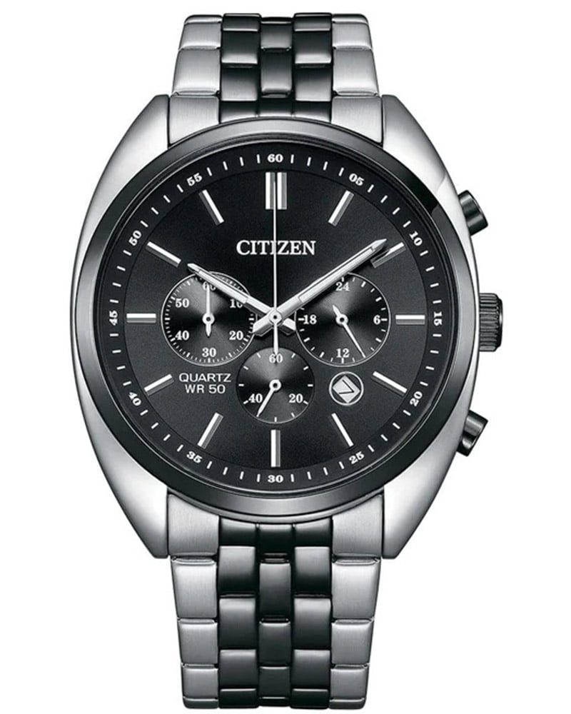 Citizen Quartz Chronograph Round Black Watch For Men