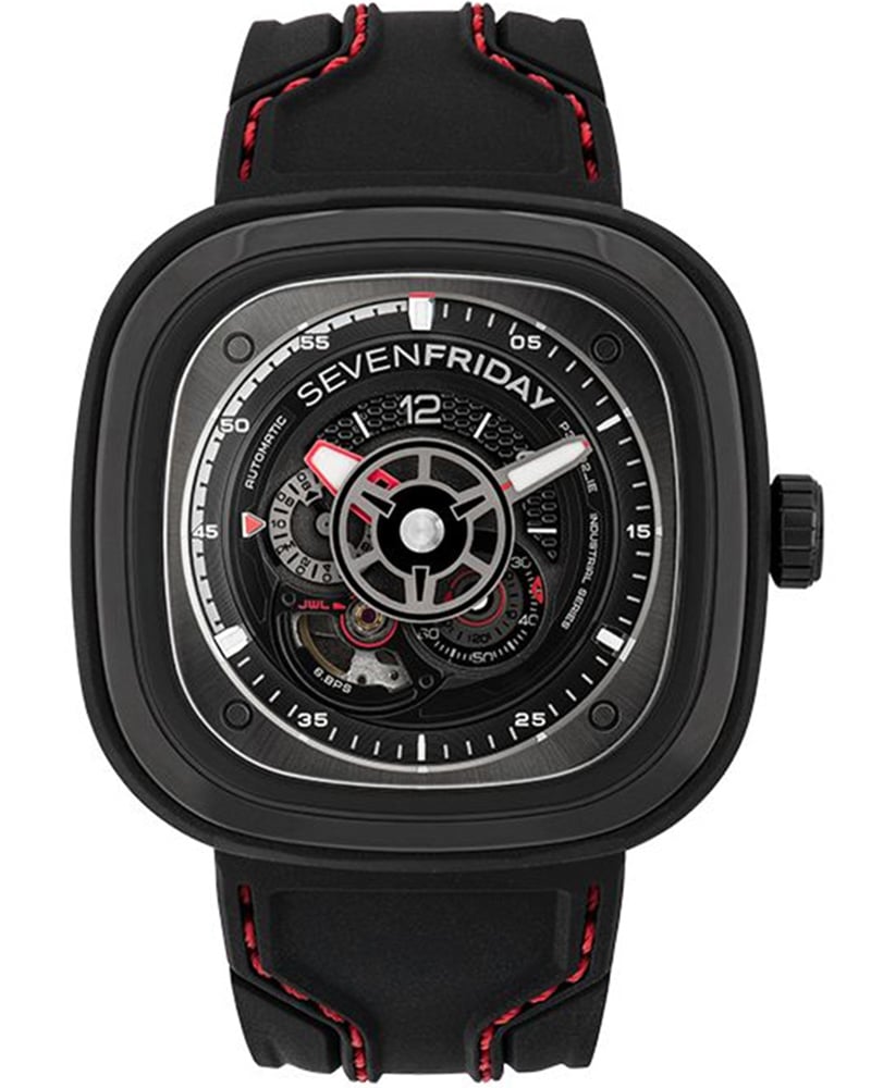 SEVENFRIDAY P Series Square Automatic Black Dial Watch