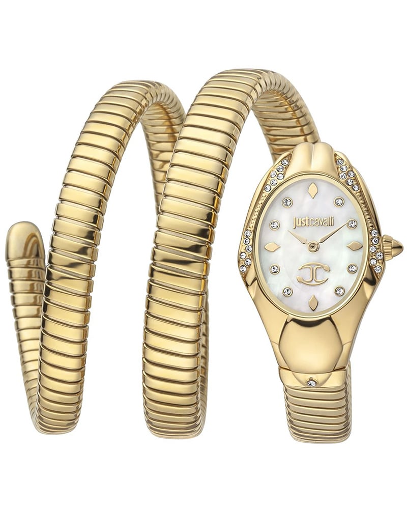 Just Cavalli Snake Oval Mother-of-Pearl Women's Watch 