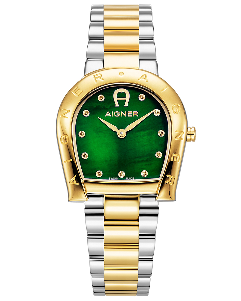 Aigner Ravenna Due Round Green Mother Of Pearl Women's Watch