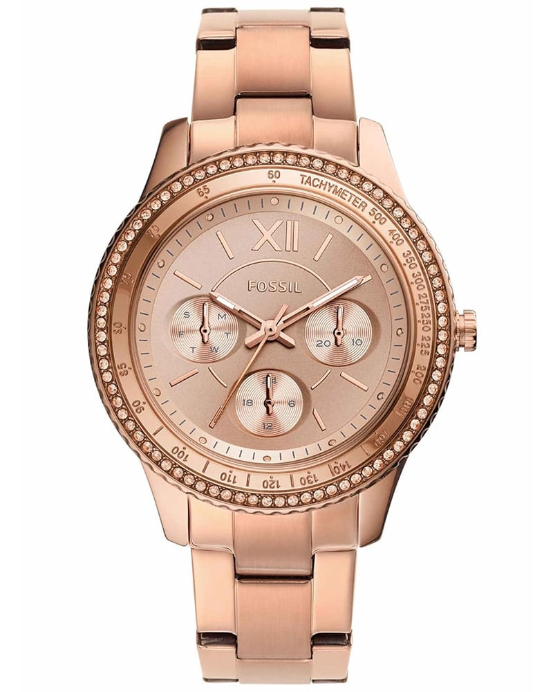 Fossil stella round rose gold women&rsquo;s watches