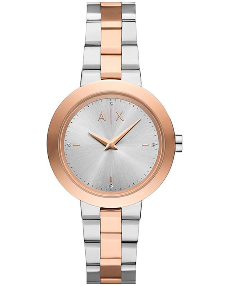 Armani exchange women round silver watch