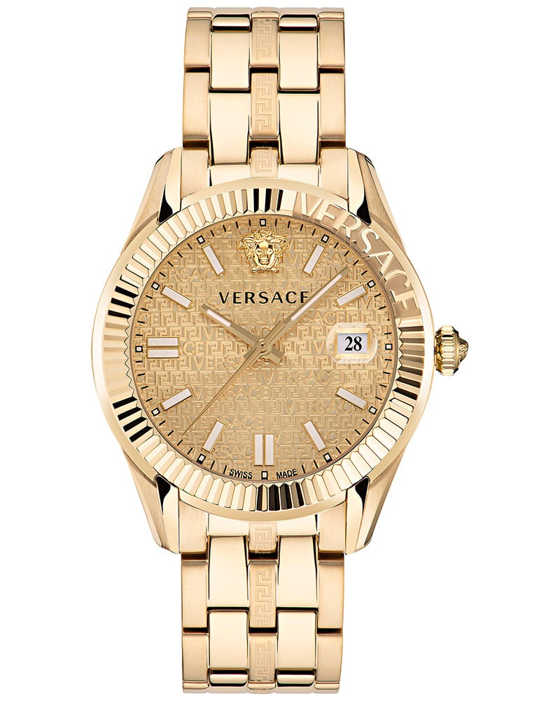 Versace Men's Greca Time Round Gold Watches