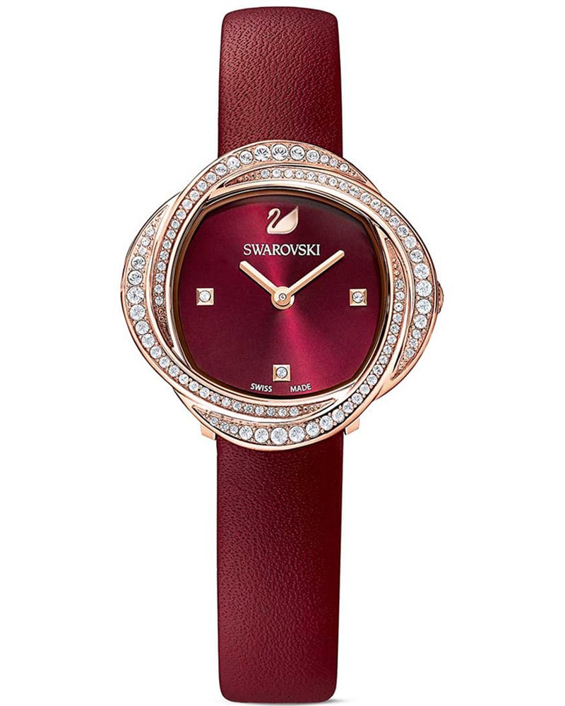 Swarovski Women Crystal Flower watch Round Red Watches