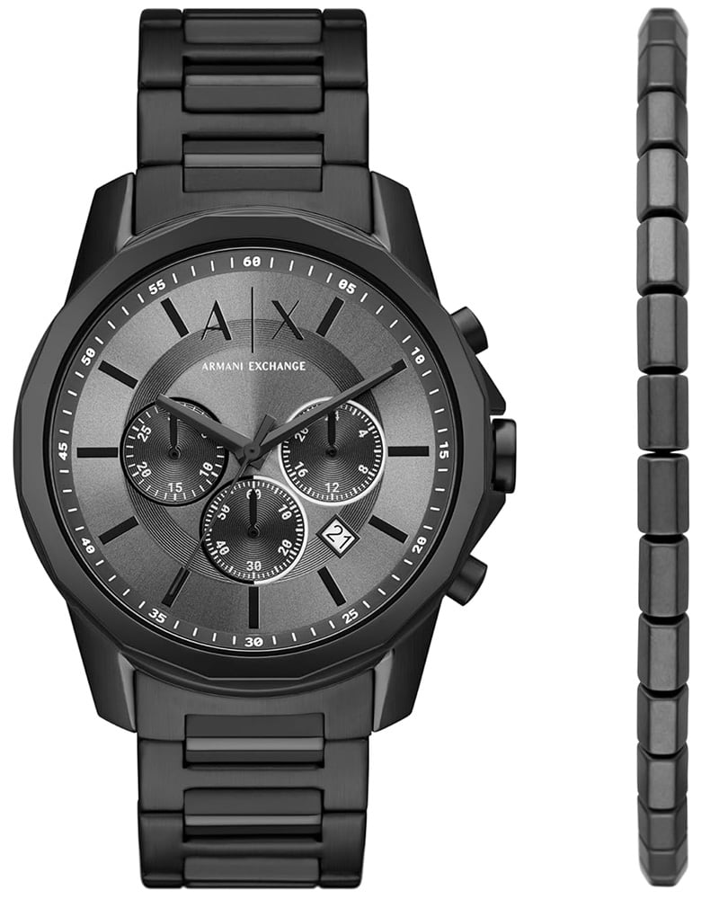 Armani exchange men round grey watch