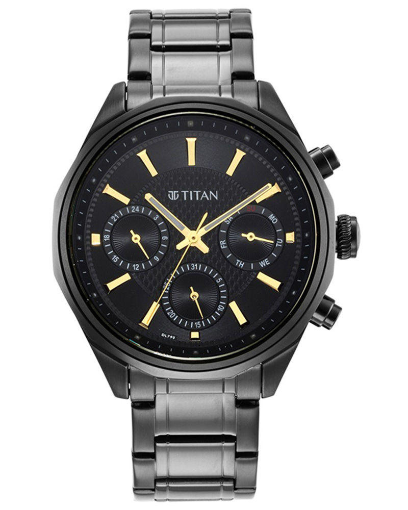 TTitan Regalia Opulent Round Quartz Black Dial Men Watch