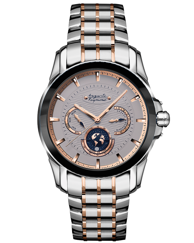 Auguste Reymond Magellan Day & Date Orbital Moon Round Rhodium Men's Watch