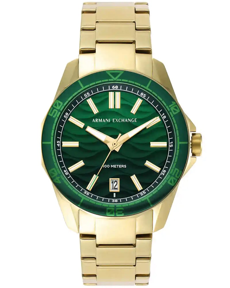 Armani exchange men round green watch