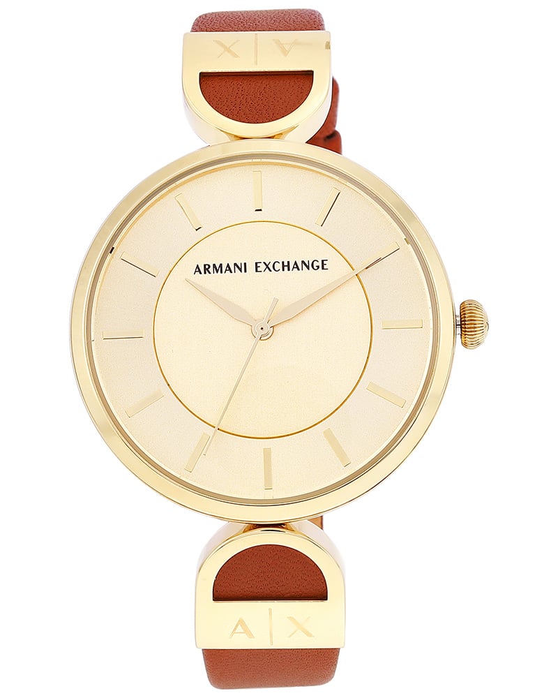 Armani exchange women brooke round gold watch