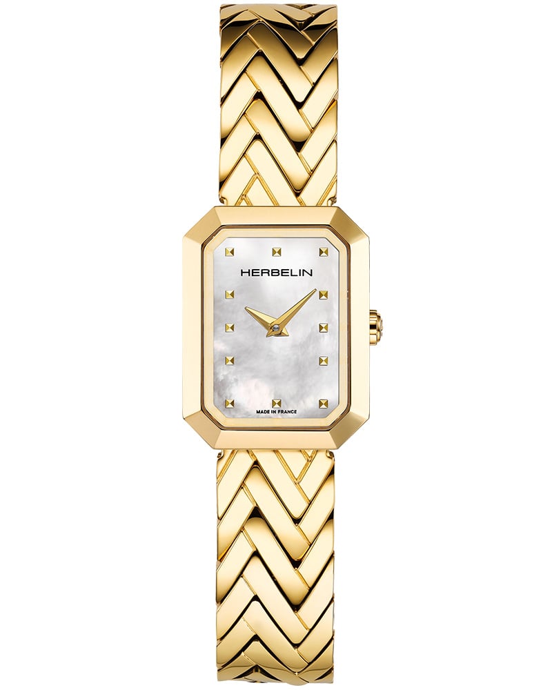 Herbelin women octogone rectangular mother of pearl watch