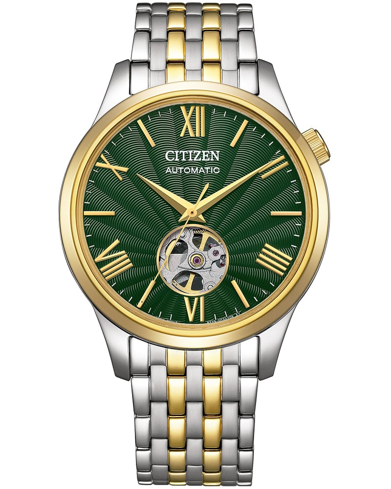 Citizen Men Mechanical Open Heart Green Analogue Watch