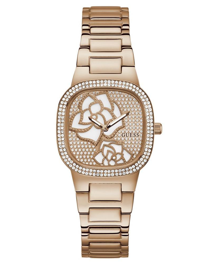 Guess Women Rose Bud Square Rose Gold Watch