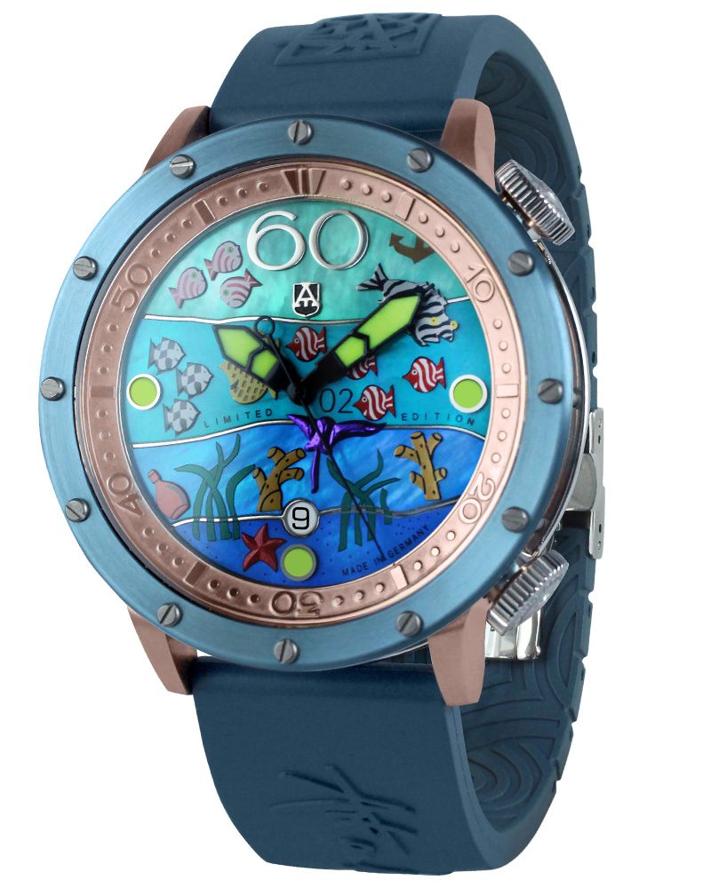 Alexander Shorokhoff Flensi Round Rose Gold Blue Men's Watch 