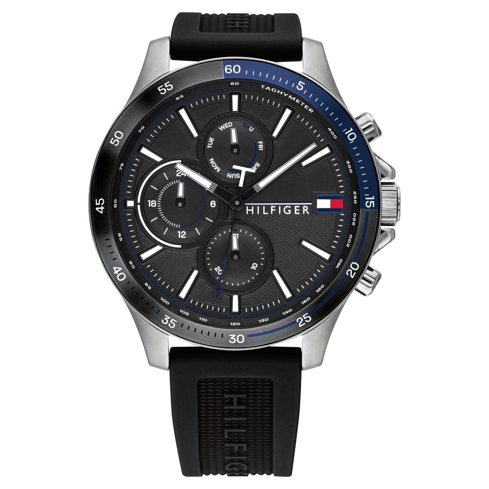 Tommy Hilfiger Men Bank Round Black Watch