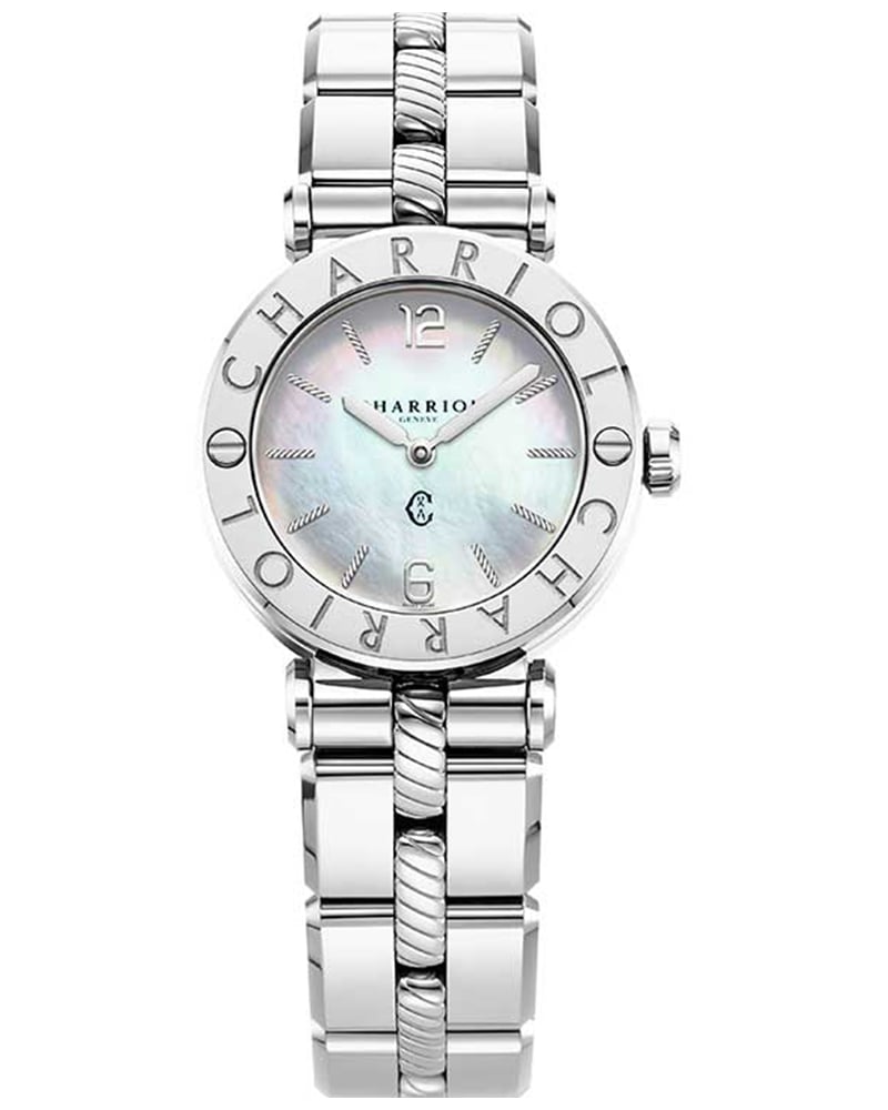 Charriol women st tropez round mother of pearl watch