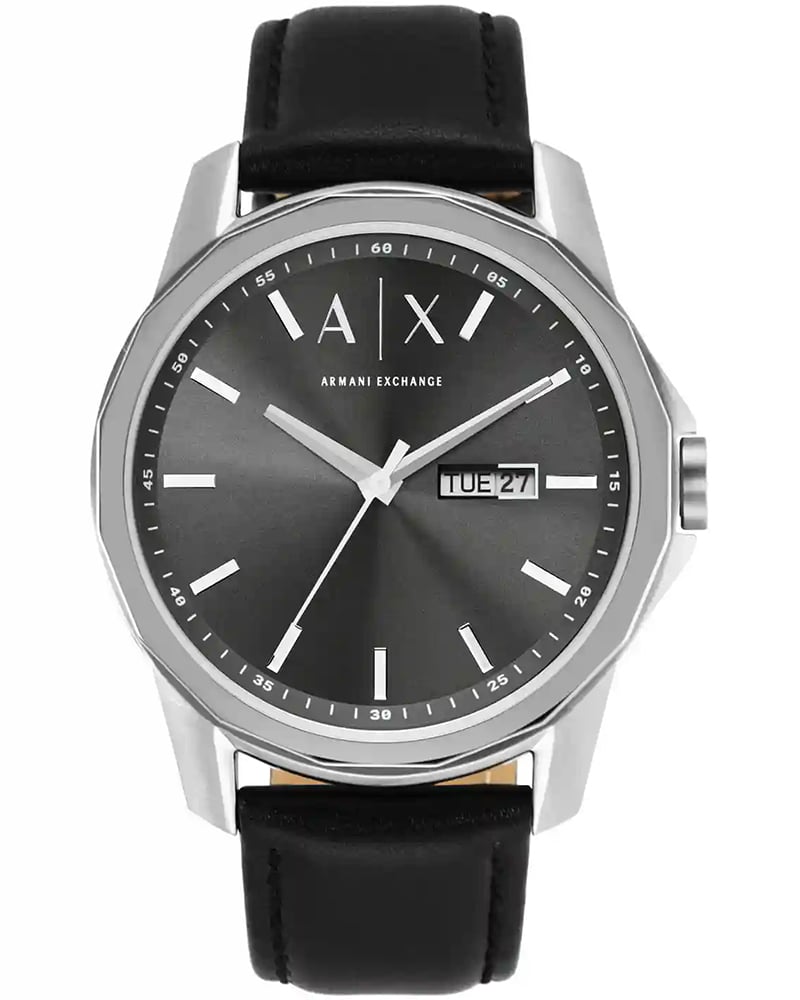 Armani exchange men round grey watch
