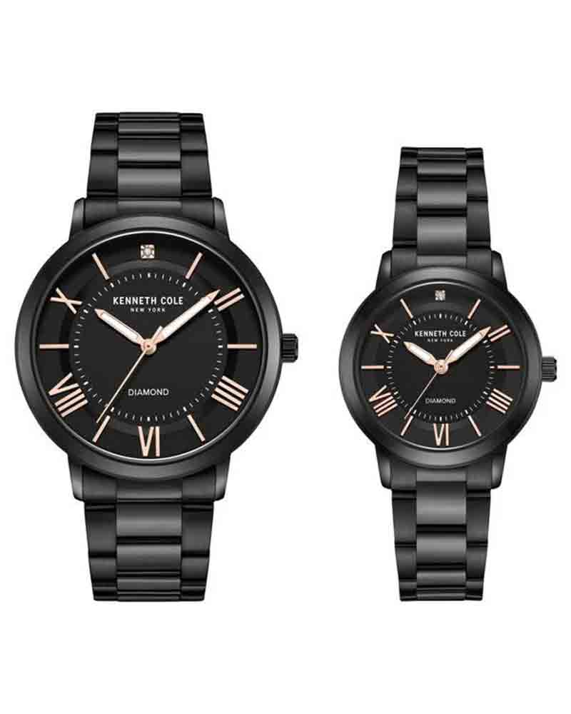 Kenneth Cole Spring/Summer 2024 Round Black Couple Watch Set