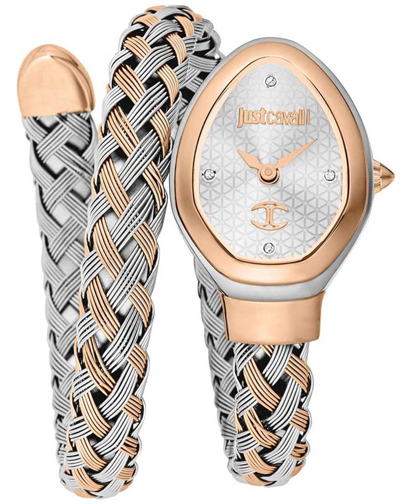 Just Cavalli Snake Oval Silver Women's Watch 