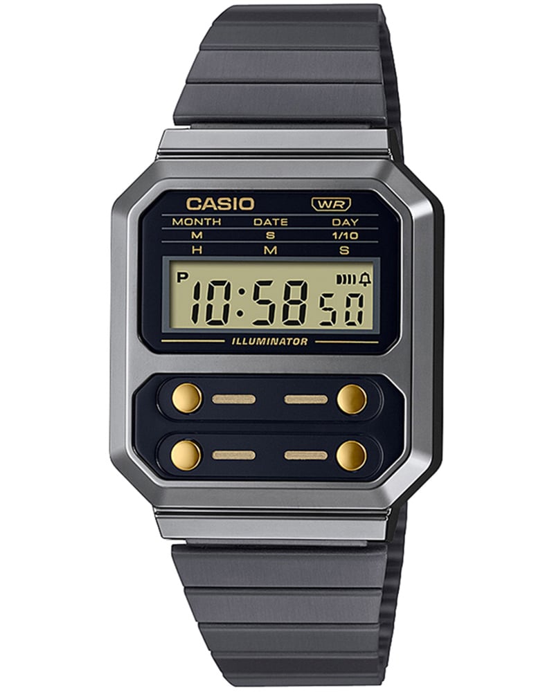Casio Vintage Rectangular Quartz Black Dial Unisex Watch 