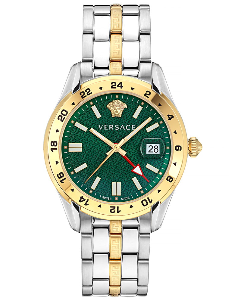 Versace GRECA TIME GMT Round Green Men&rsquo;s Watch 