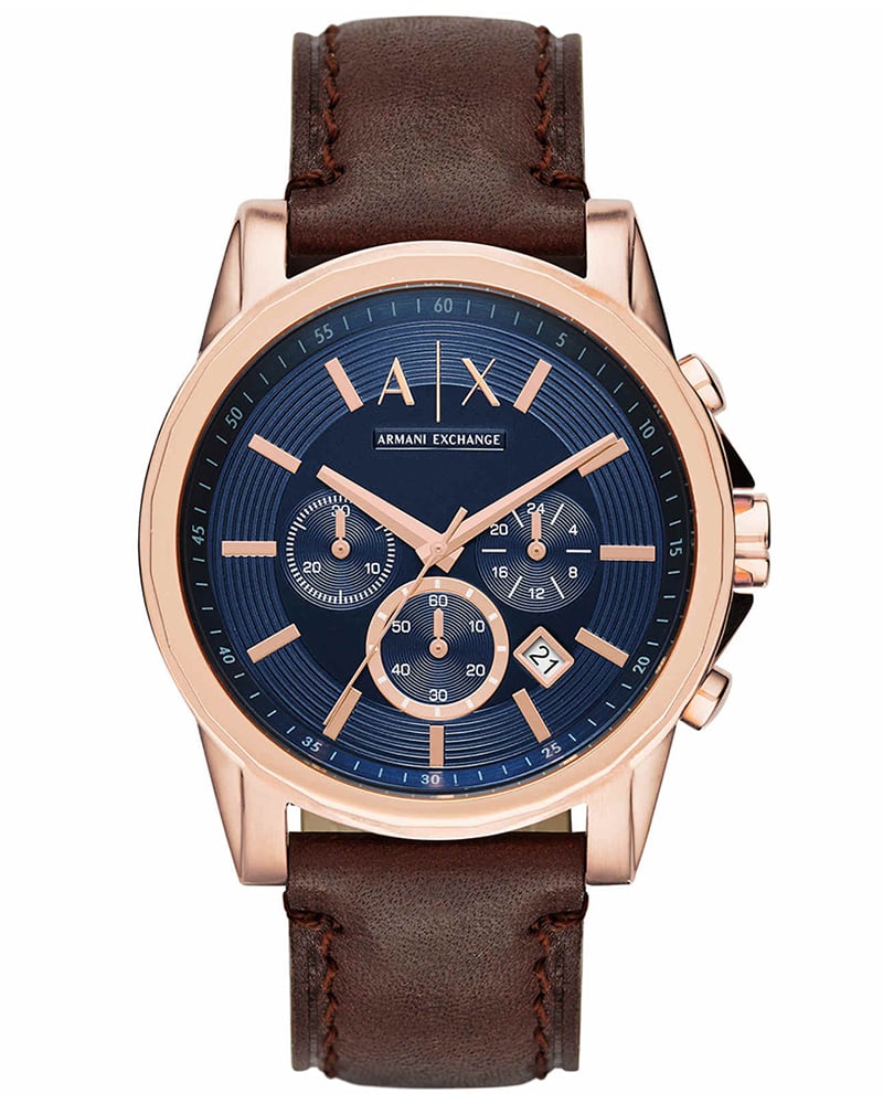 Armani exchange men outerbanks round blue watch